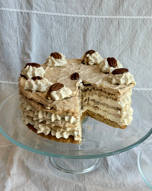 Honey Pecan Meringue Layer Cake