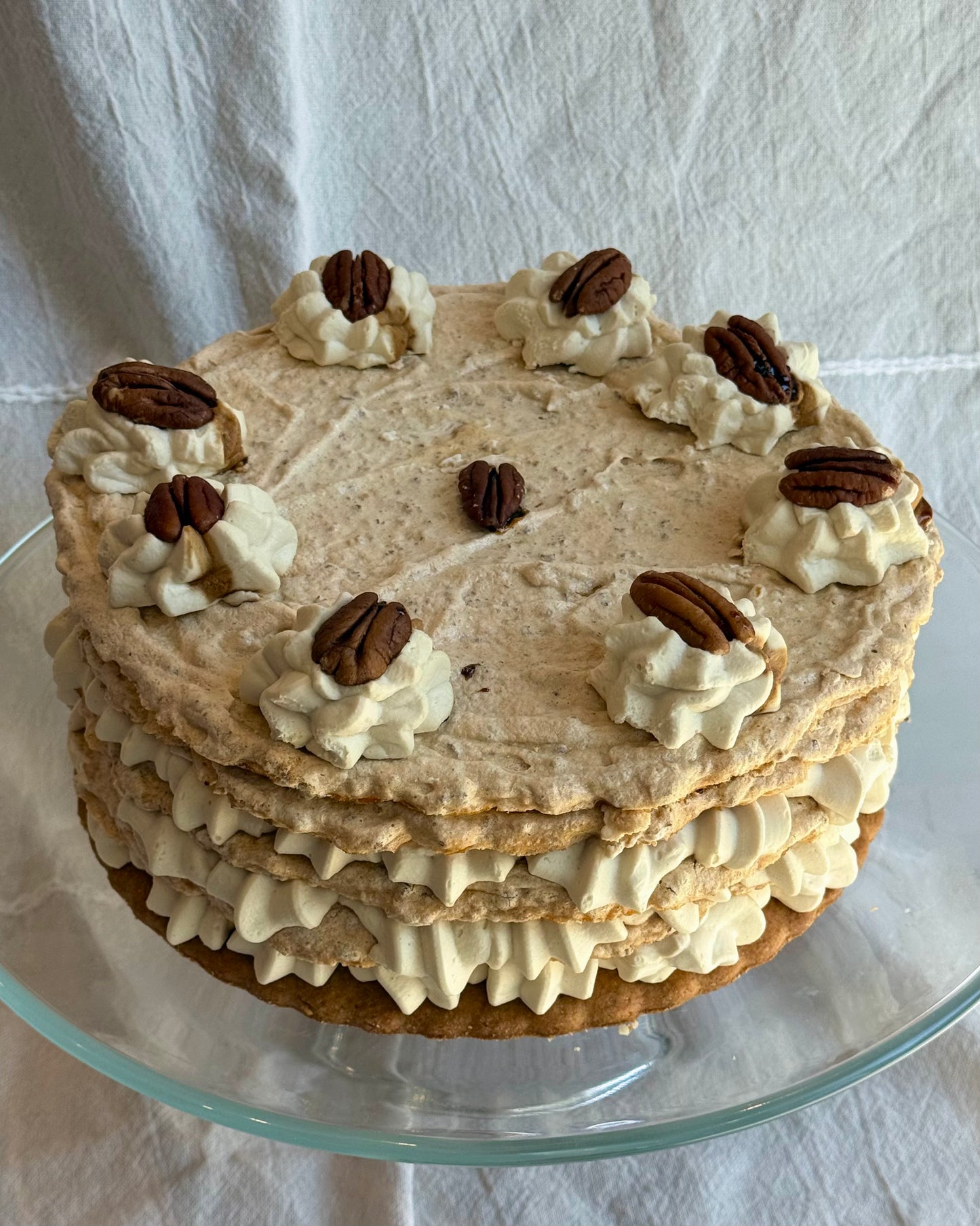 Honey Pecan Meringue Layer Cake